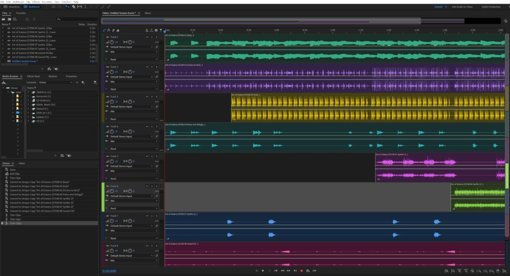 Working with stem files in Adobe Audition