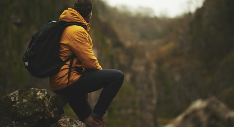 Person relaxing in outdoors nature